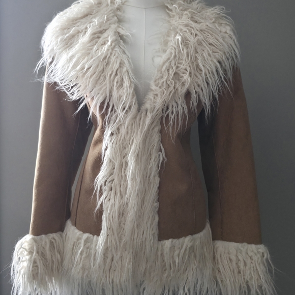 SHACI Jackets & Blazers - Women's Brown and Cream Faux Fur Trim Coat
